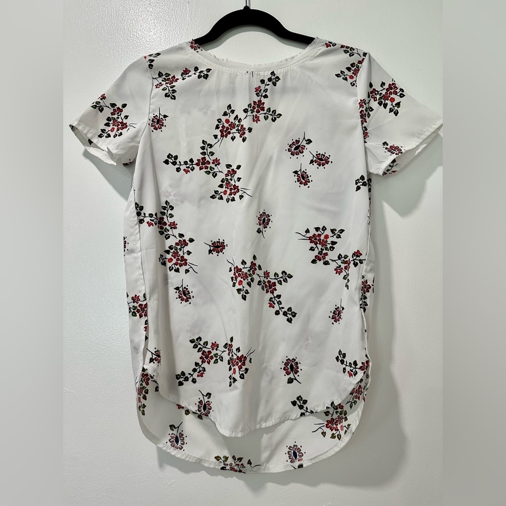 Abercrombie & Fitch Women White Floral Short Sleeve Top Polyester Size XS EUC
